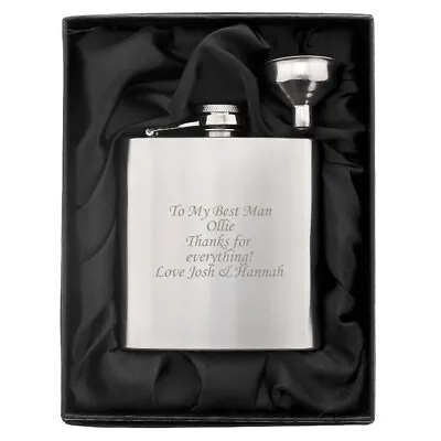£11.99 • Buy Personalised Engraved Stainless Steel 6oz Hip Flask, Funnel+Moulded Gift Box-Dad