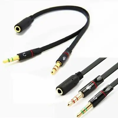 £3.30 • Buy 3.5mm Y Splitter 2 Jack Male To 1 Female Headphone Mic Audio Adapter Cable
