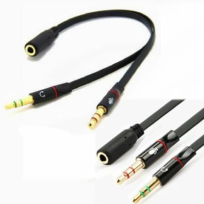 £3.30 • Buy 3.5mm Y Splitter 2 Jack Male To 1 Female Headphone Mic Audio Adapter Cable
