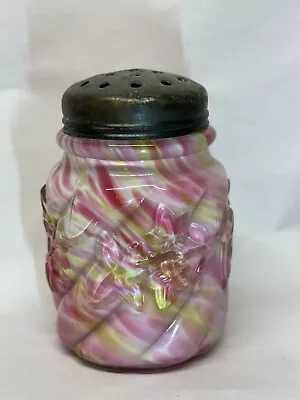 1889 Northwood Royal Ivy Rainbow Spatter Pink Yellow Cased Glass Sugar Shaker • $175