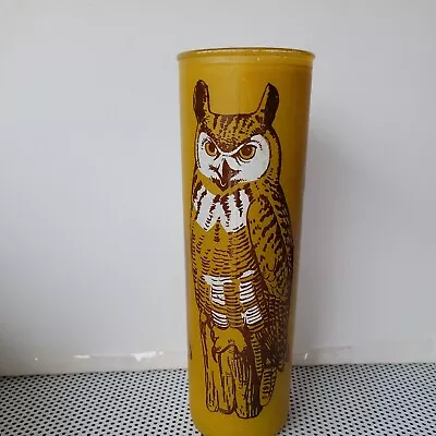  OWLS MCM VINTAGE Candle Holder  Glass 9” Tall  GOLD 1970’S  • $22