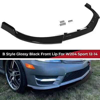 Glossy Black Front Bumper Lip Splitter Spoiler For Benz W204 Sport 2012 2013 -14 • $51.39