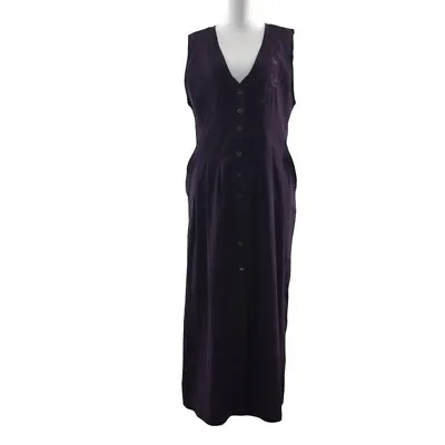 Mary McFadden Vintage Purple Embroidered Button Front Dress Womens Small • $76.79