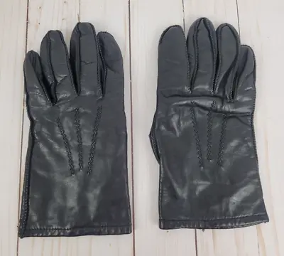 Vintage Fownes Gloves Womens L Black Genuine Leather Thinsulate Fleece Lined • $18.19