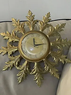 Vintage VTG  Wall Clock  Atomic Mid-Century Modern Hard To Find Works Look • $59