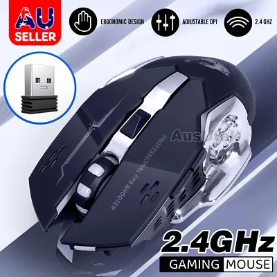 $17.95 • Buy 2.4GHz Wireless Rechargeable USB Optical Ergonomic LED Light Gaming Mouse