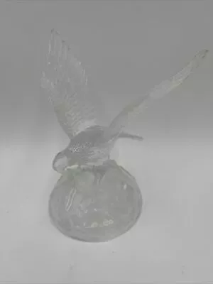 Crystal Flying Eagle Figurine France Cristal D'Arques 7.75”H Frosted Base L1 • $13