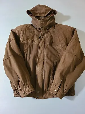 Vintage I.O.U. Geniune Leather Bomber Jacket Brown Men's Sz XL • $55