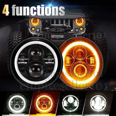 Pair 7  Round LED Headlights DRL Projector Light For Jeep Patriot 2008-2016 • $52.99