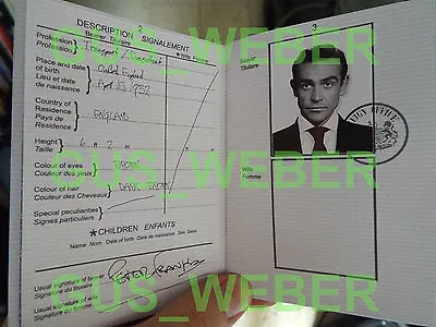 007 JAMES BOND PASSPORT PROP Diamonds Are Forever As Peter Franks • $34.95