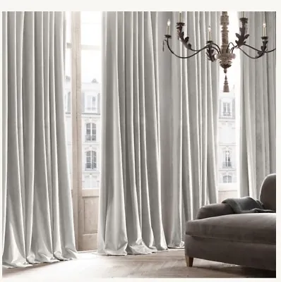 Restoration Hardware RH Velvet Drape Curtain Rod Pocket Gray 100” X 96” NEW $495 • $155