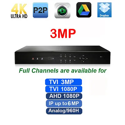 3MP TVI DVR 4CH All CH Support 960H/TVI 3M Or 1080P/AHD 1080P/IP  Up To 6MP  • $39.99