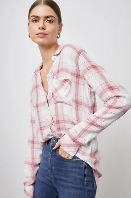 Rails Hunter Pink Plaid Flannel White Blush Sand Button Up Down Shirt M  • $20