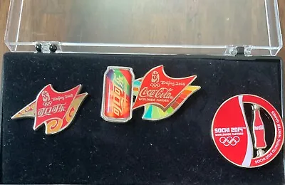 Beijing 2008 & Sochi 2014 Olympic Games Lot Of 3 Cpca Cola Pins! • $14.95