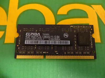 Elpida 4GB PC3L 12800 1600 DDR3 Sodimm Laptop RAM Memory 1x4096MB Single Stick • £3.79