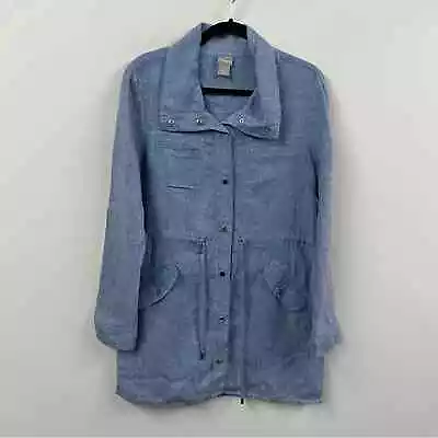 Chico’s Cross Dye Linen Utility Jacket Woman Size 0 (Small 4/6) • $32