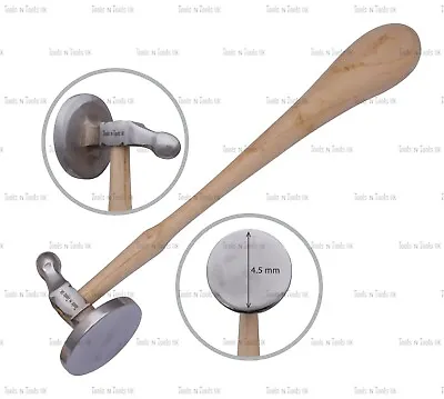 45 Mm Bow & Flat Face Chasing Hammer Jewelry Crafts Hobby Repousse Silversmith • £10.79