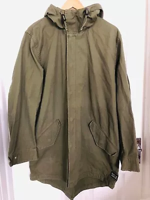 Levis Parka Green Khaki Size Large Fish Tail Mods Liam Oasis Good Condition • £35