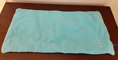 Ralph Lauren RLL Monogram  100% Cotton Turquoise Blue Lumbar Pillow Cover W25x12 • $32.39