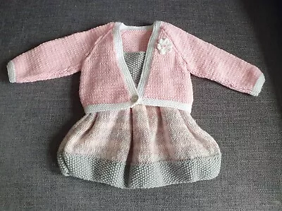 ***Hand Knitted Baby Cardigan And Pinafore Dress*** • £8.99