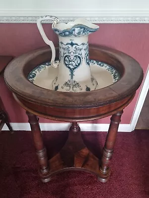 Round Mahogany Washstand Jug And Bowl • £395