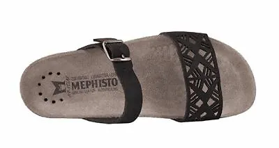 MEPHISTO Leather Double Strap Slide Sandals Hirena Black • $62.99