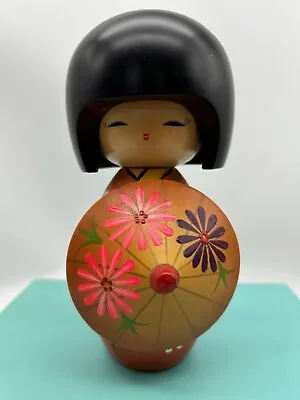 Artforum Japanese Kokeshi  Wooden Doll Ameagari After The Rain  16cm T13-4 Japan • £21.95