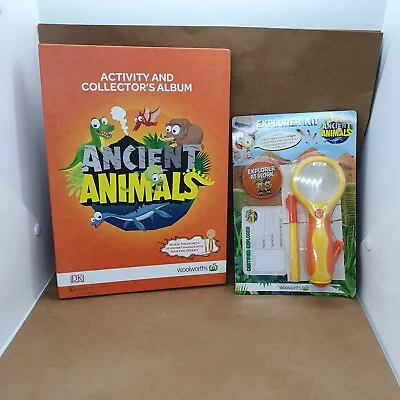 Woolies 2015 Ancient  Animals Folder 81 Cards & Magnifying Glass Set Pre-Owned • $15