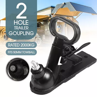 $29.59 • Buy 2 HOLE QUICK RELEASE COUPLING TRAILER HITCH BLACK 50MM 2000kg