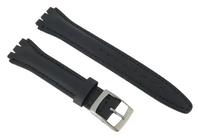 £8.50 • Buy Black Genuine Leather 17mm Replacement Padded Watch Strap For Swatch