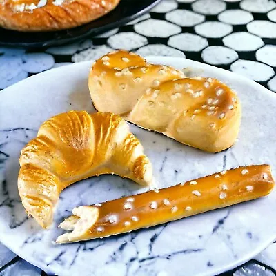 VTG Fridge Magnet Realistic Faux Food Baked Bread Croissant Pretzel Sesame Lot • $38.30