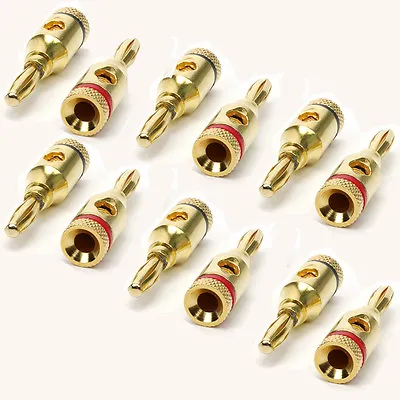 $7.79 • Buy 12Pcs Gold 24K Male Banana Plugs Audio Jack Speaker Wire Cable Screw Connector