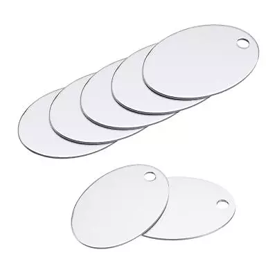 Metal Oval Stamping Blank DIY Label Aluminum Tags 25x38mm Silver Pack Of 12 • $8.71