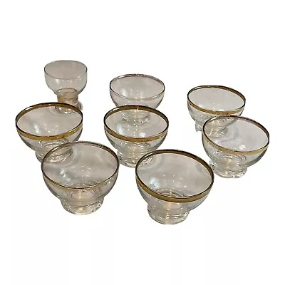 Mid Century Modern Federal Glass Gold Band Whiskey Glasses Mad Men Set (8). • $37