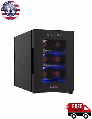 6-Bottle Wine Cooler New Standard Door Mini Fridge With Wine Rack 9.75in • $89.70