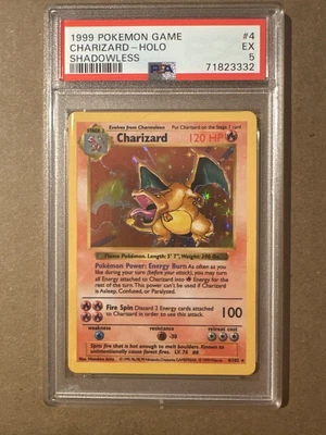 $585 • Buy PSA 5 - Pokémon TCG Charizard Base Set 4/102 Holo Shadowless Holo Rare 