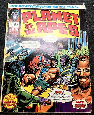 VINTAGE 1974 MARVEL COMICS PLANET OF THE APES No.4 GOOD CONDITION FOR AGE • £8.99