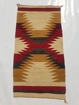 Antique Navajo Handwoven Native American Indian Rug Wool Blanket 98x51cm • £250