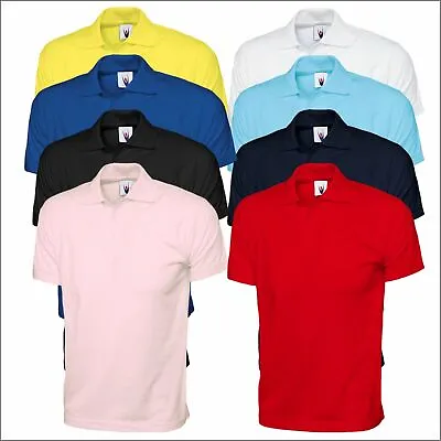 Uneek Mens Jersey Poloshirt 100% Soft Cotton Casual Leisure Work Polo Tee Shirt • £7.88