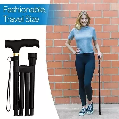 Cane Walking Stick Adjustable Folding Walking Aluminum Collapsible Travel Hiking • $7.85