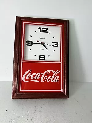 Coca-Cola Classic Vintage Wall Clock With Wooden Frame Hanover Quartz 15 Inches • $115