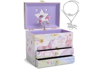 Musical Jewellery Box & Girls Jewelkeeper - Unicorn Necklace & Bracelet Set • £16.55