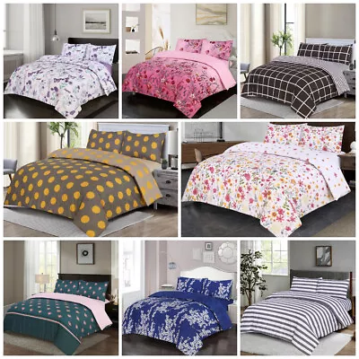 £10.99 • Buy 4 Pcs Complete Bedding Set Duvet Cover With Fitted Bed Sheet Single Double King