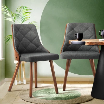 $219.90 • Buy Oikiture Dining Chairs Wooden Chair Kitchen Cafe Faux Linen Leather Padded Seat 