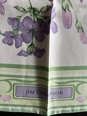 $49 • Buy Vintage Jim Thompson Art Square Scarf Lavender And Green Floral Pattern