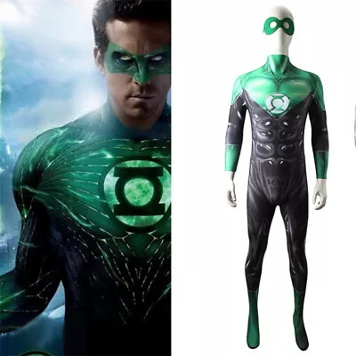 Green Lantern Jumpsuit Cosplay Superhero Bodysuit Adult Kids Halloween Costume • $52.38