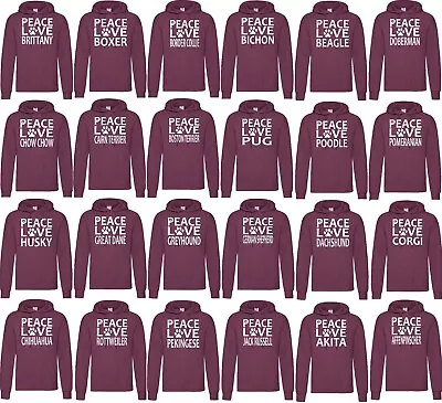 Peace Love Dog Hoody Maroon • $38.57