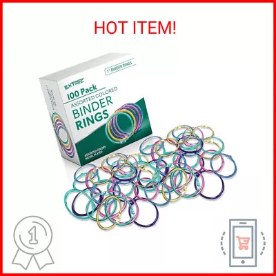 Binder Rings 1 Inch (100 Pack) Metal Book Rings – Assorted Colors - Heavy Duty S • $16.46