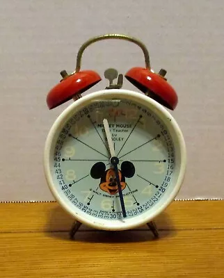 Vintage Disney's  Mickey Mouse  Time Teacher 5  Double Bell Alarm Clock  RARE!!! • $100