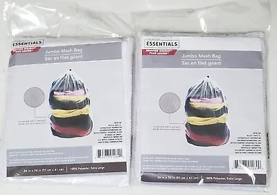 SET OF 2 Essentials Jumbo Mesh Bag 36” X 24” Polyester Mesh Laundry Bags • $6.99